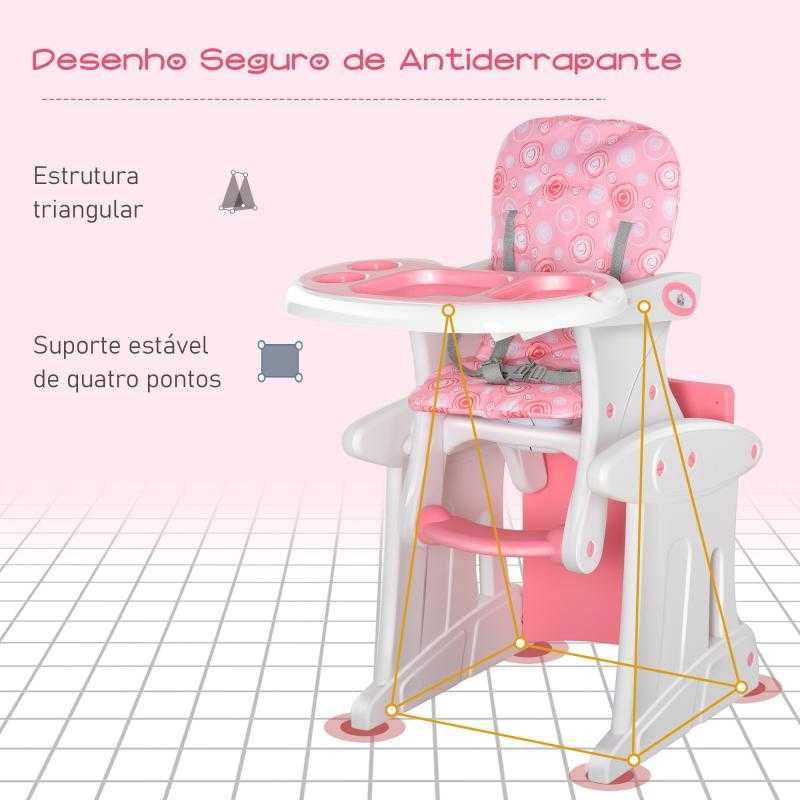 Cadeira Alta 3 em 1 para Bebé – Reclinável e Conversível