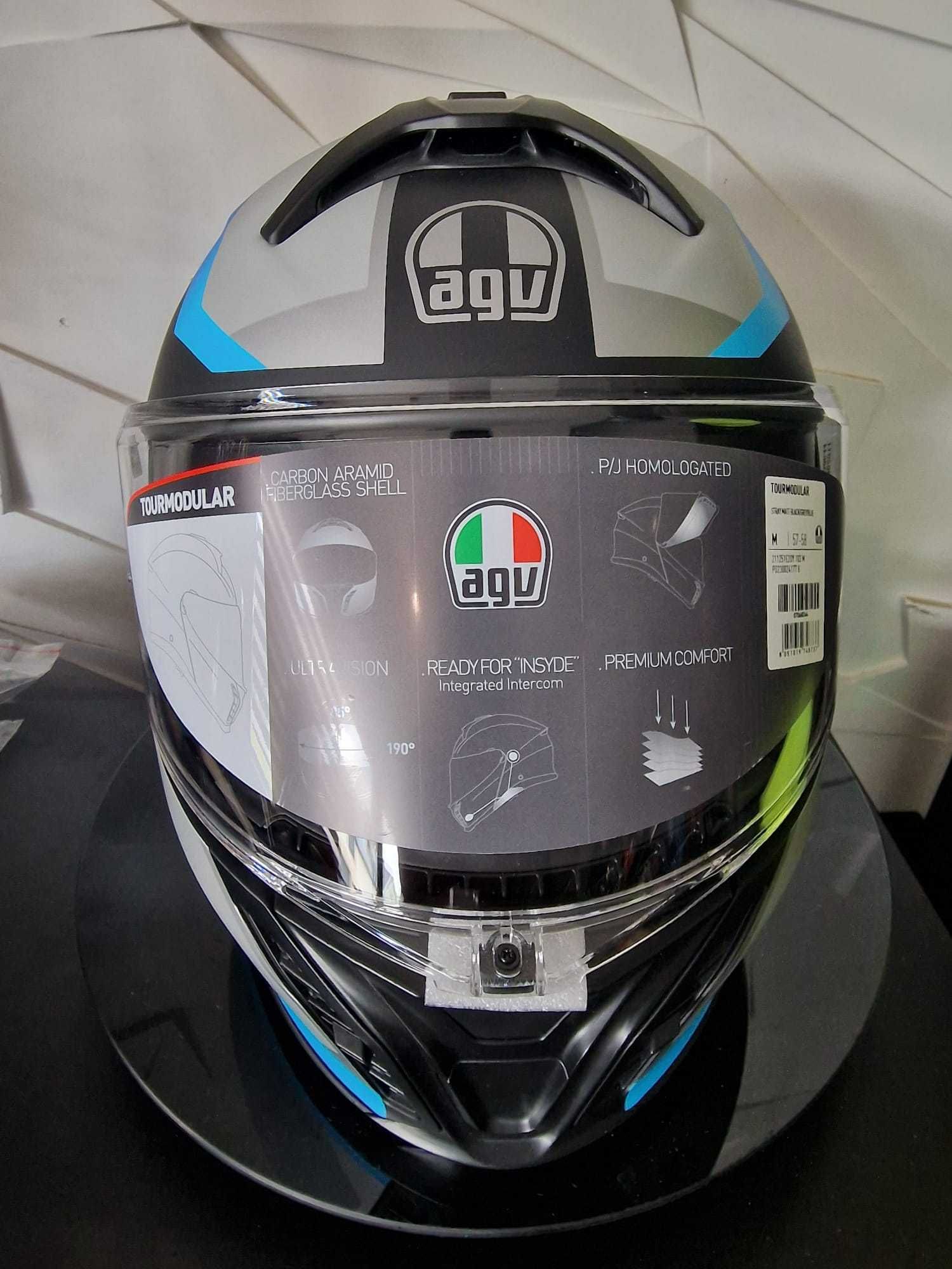 Kask motocyklowy szczękowy AGV TOURMODULAR Stray Matt Black/Grey/Blue