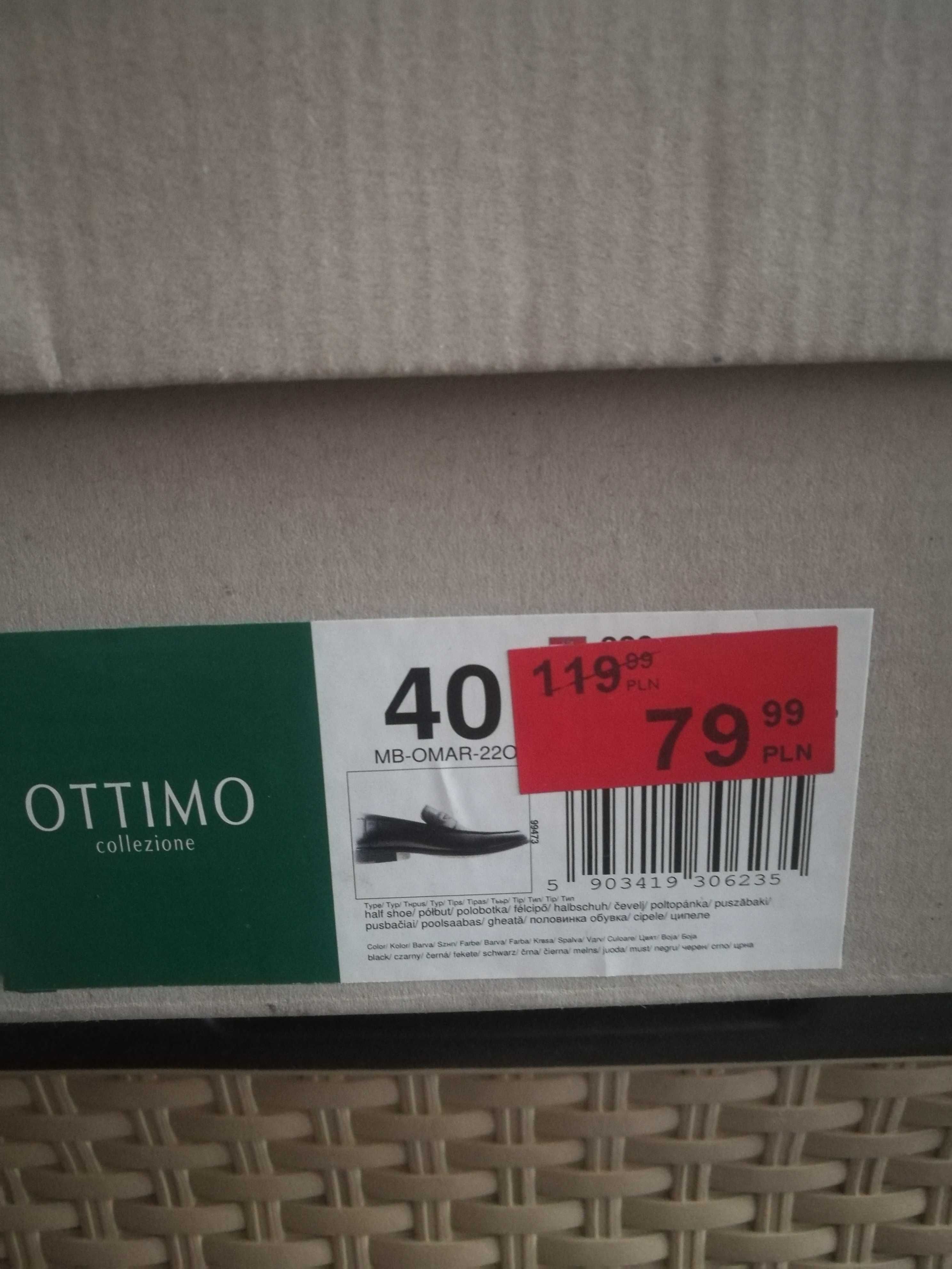 Półbuty mokasyny męskie czarne OTTIMO