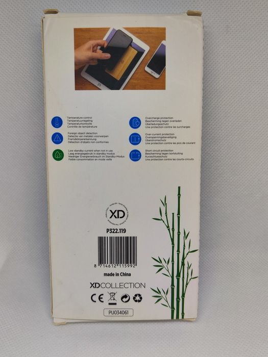 Bambusowy, bezprzewodowy Powerbank 8000 mAh
