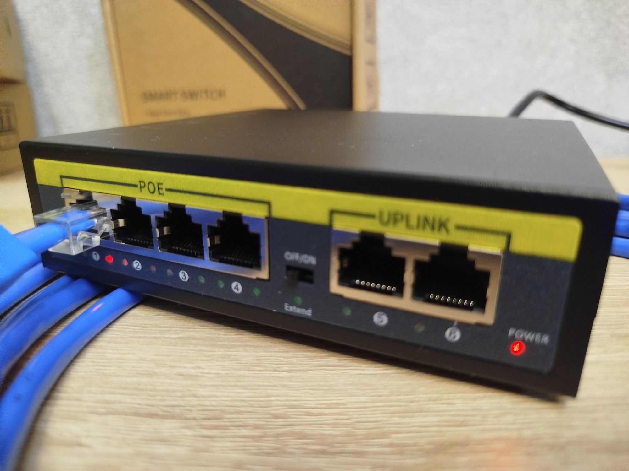 PoE свитч 4+2 (шесть портов) активное ПоЕ , 48v