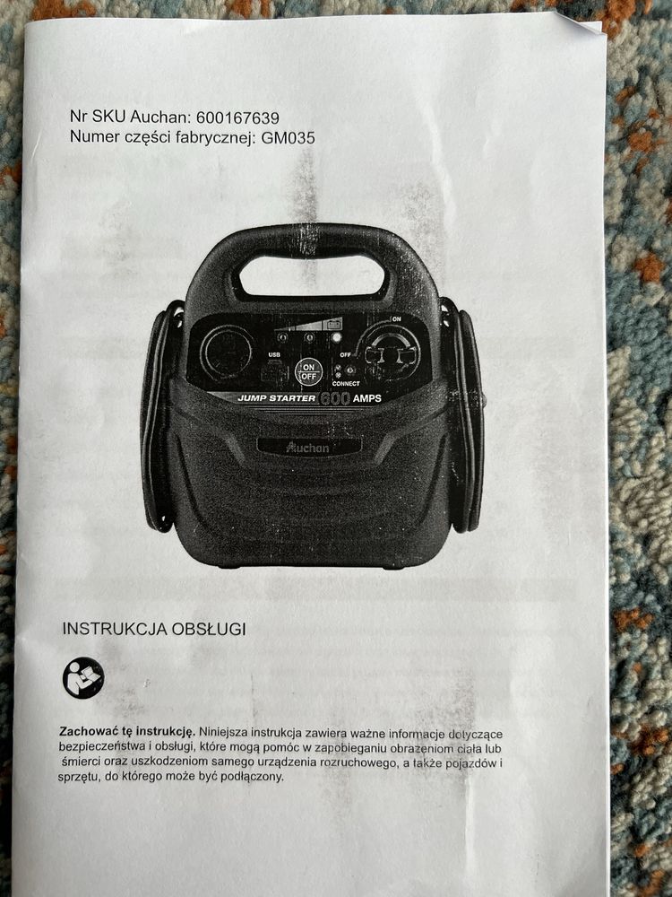 Nowy Rozrusznik/Booster/Jump Starter Auchan GM035 – 12V(z paragonem)