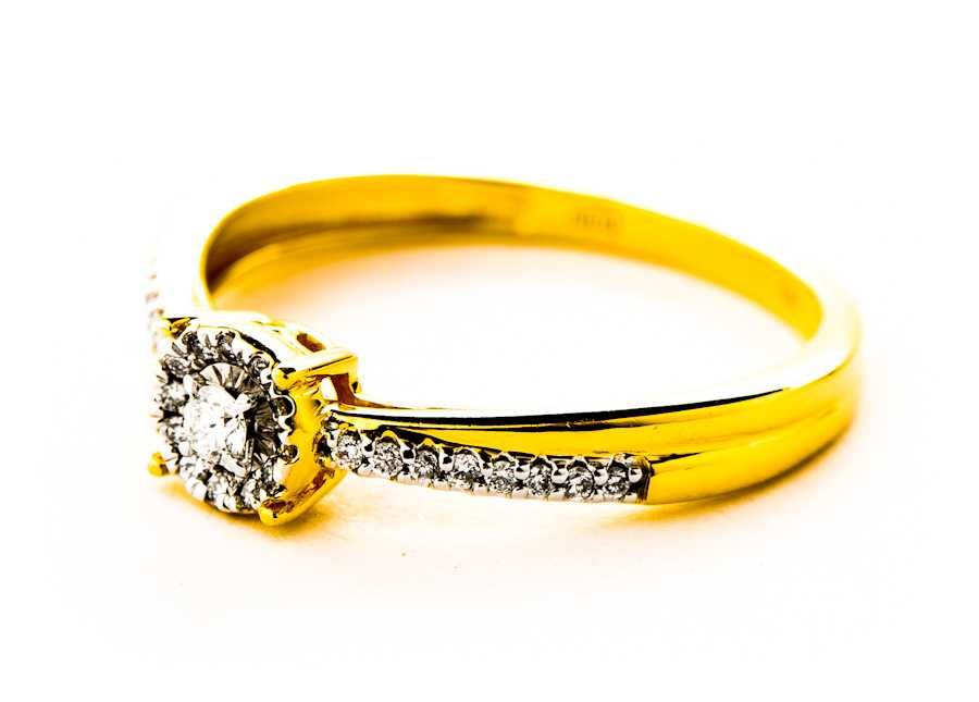Złoty Pierścionek - DIAMENTY - 14K - 2,12g - BRIJU - DIAMONDS GOLD