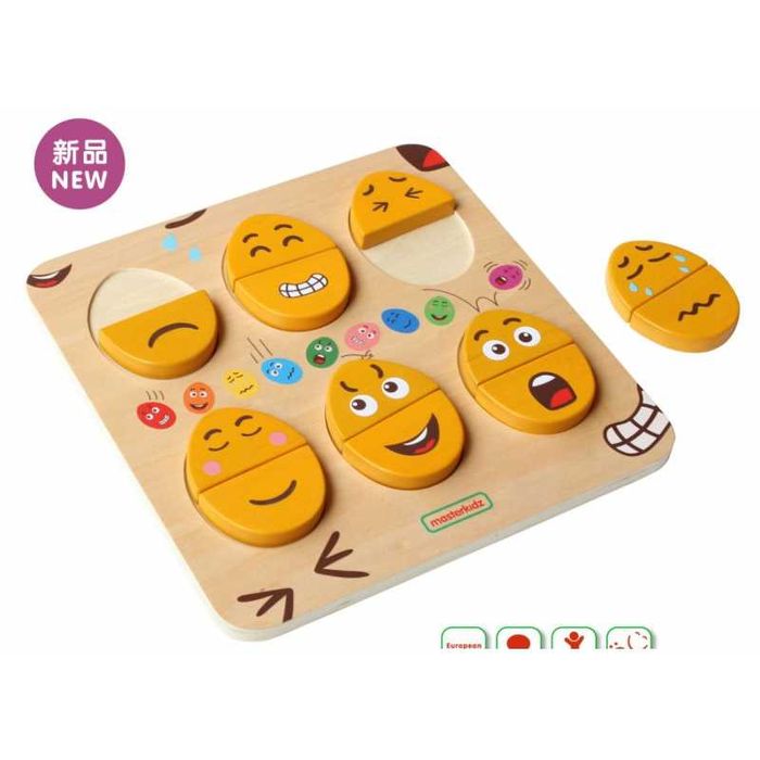 MASTERKIDZ Tablica do Nauki Emocji Drewniane Jajka jaki Humor?