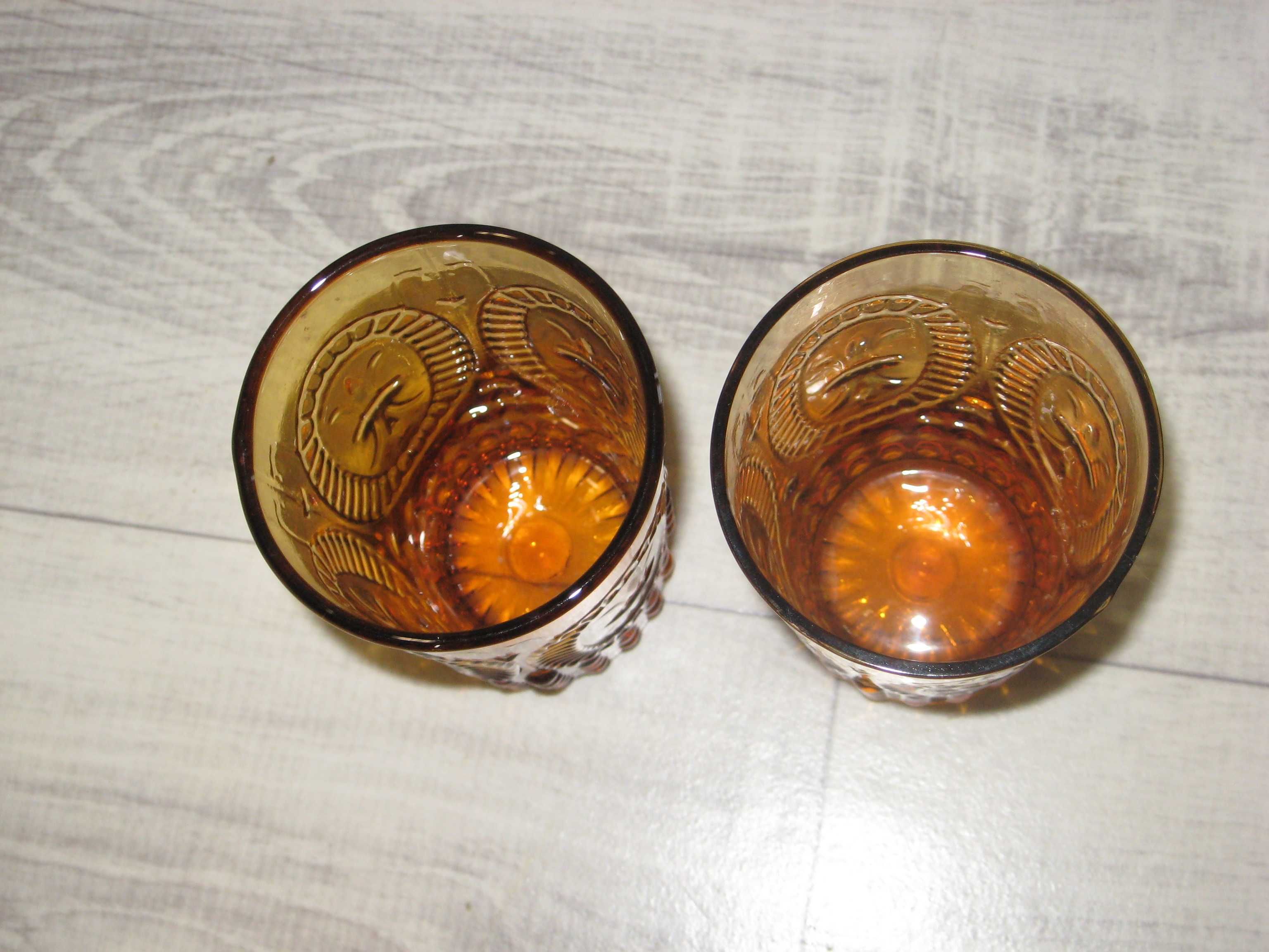 Szklanka szklana dwie sztuki x2 szklanki retro vintage pomarańczowe