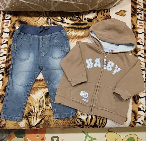 Фирменные Батник и джинсы для малыша 6-9 месяцев