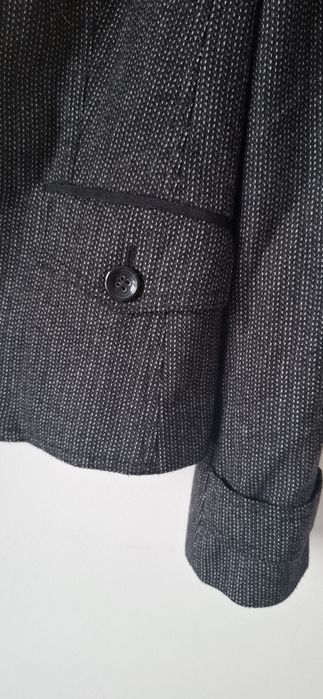 Czarny grafitowy żakiet damski blezer Esprit 44 welna owcza jedwab