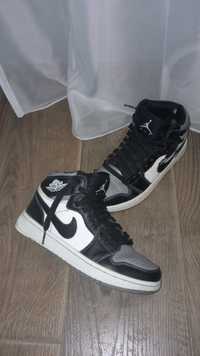 Nike air Jordan 1 Джордан найк кроссовки черный белый серый