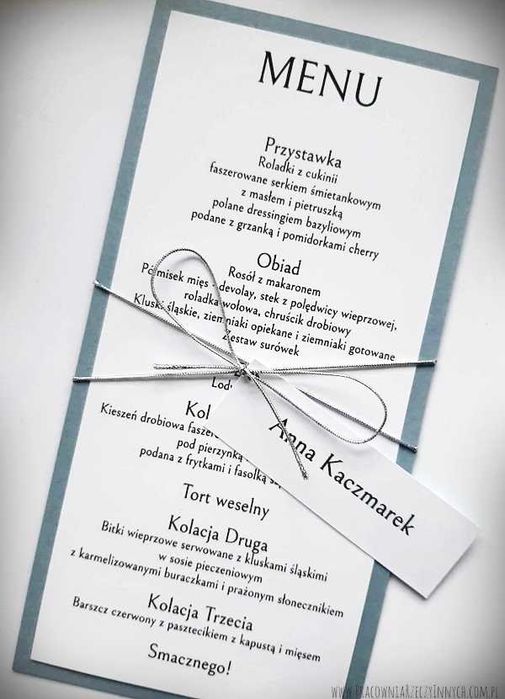 Karta menu z winietką