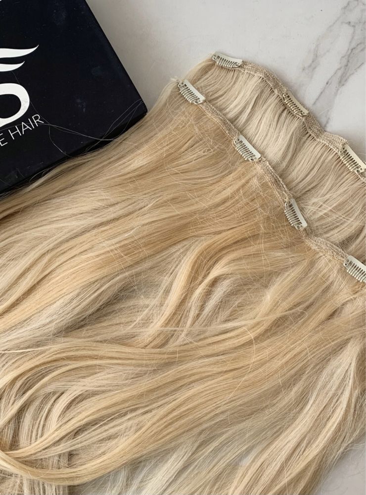 Włosy naturalne najlepsza jakość jasny blond 62 cm