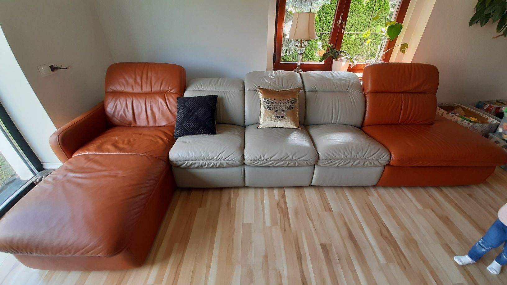 Duży Narożnik kler modułowy plus dwie pufy