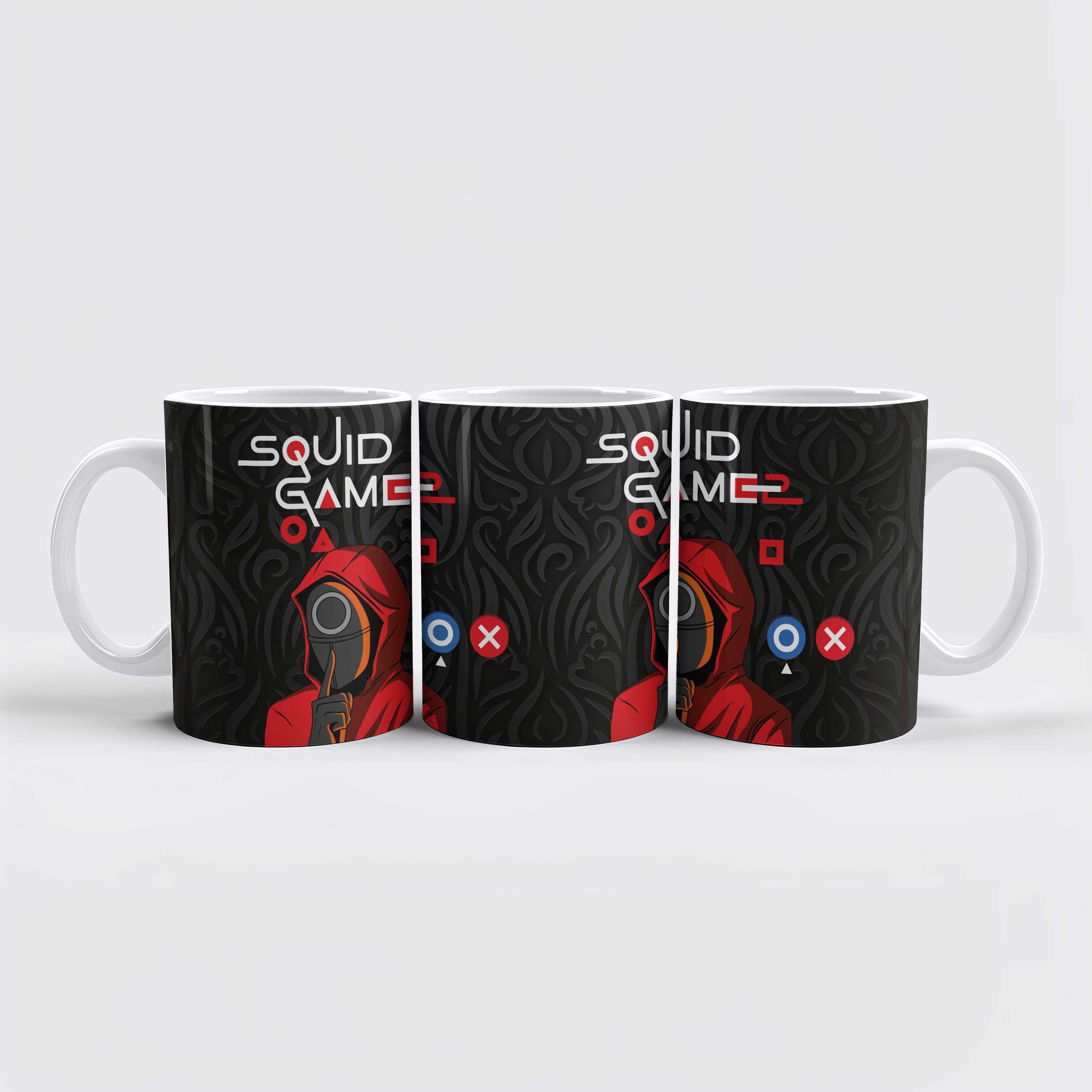 Kubek 330ml - „SQUID GAME” – Twój codzienny łyk ryzyka! - WZÓR CZARNY