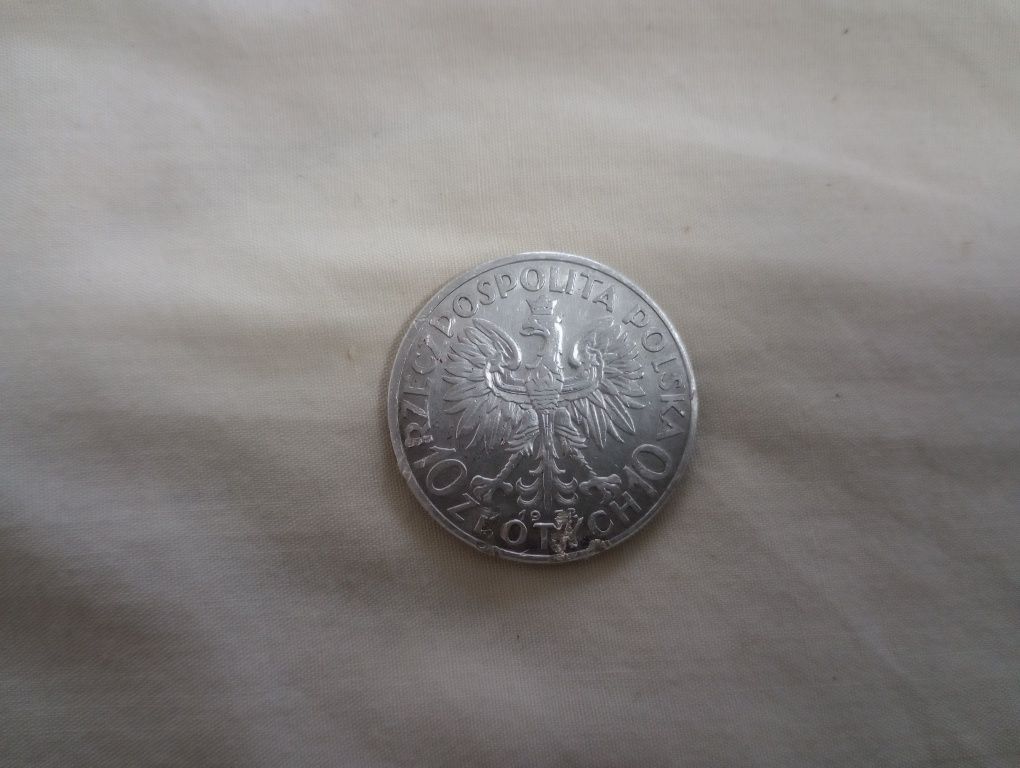 Юбилейная серебрянная монета 10 польских злотых.