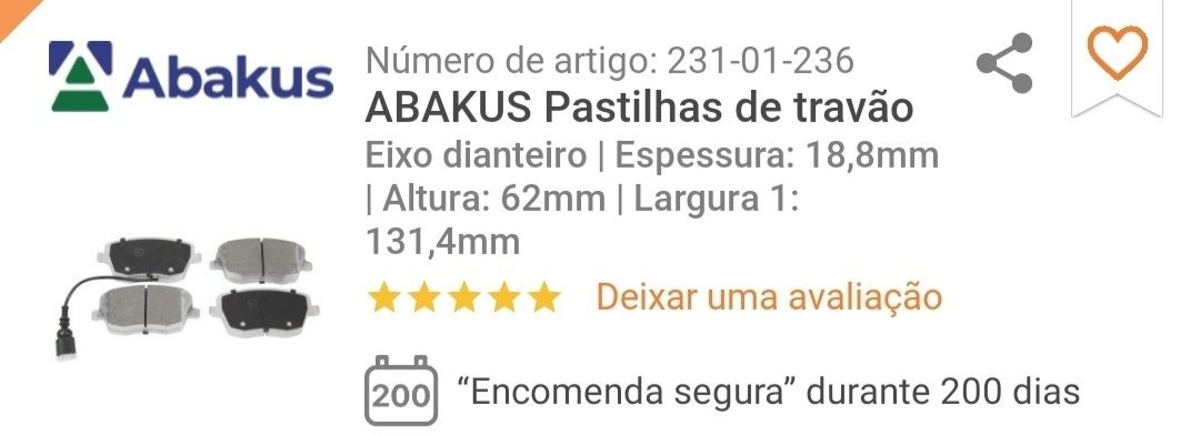 Pastilhas travão SEAT Volkswagen Skoda