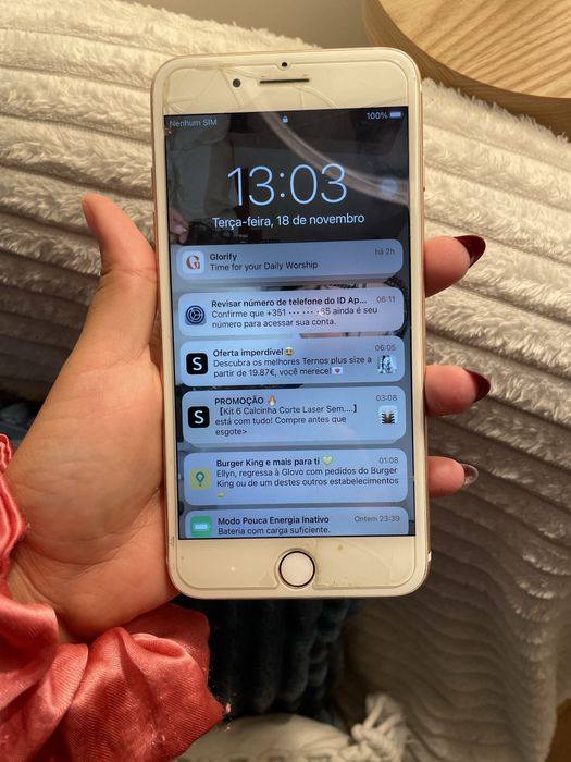 iPhone com Bateria 100%. Defeitos: a camera frontal não funciona!