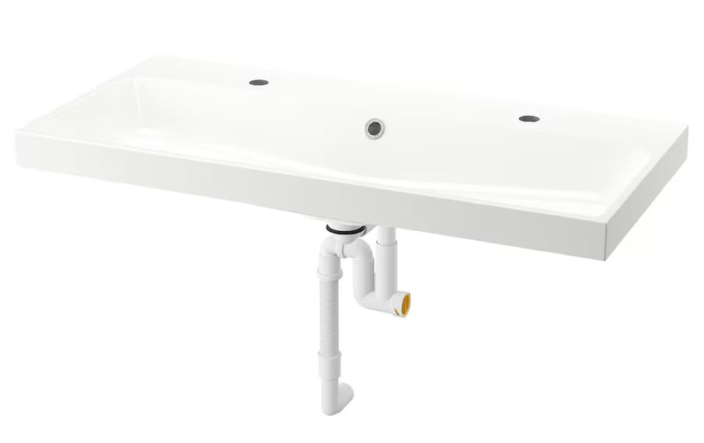 BACKSJÖN Lavatório IKEA c/sifão, branco, 100x48 cm novo