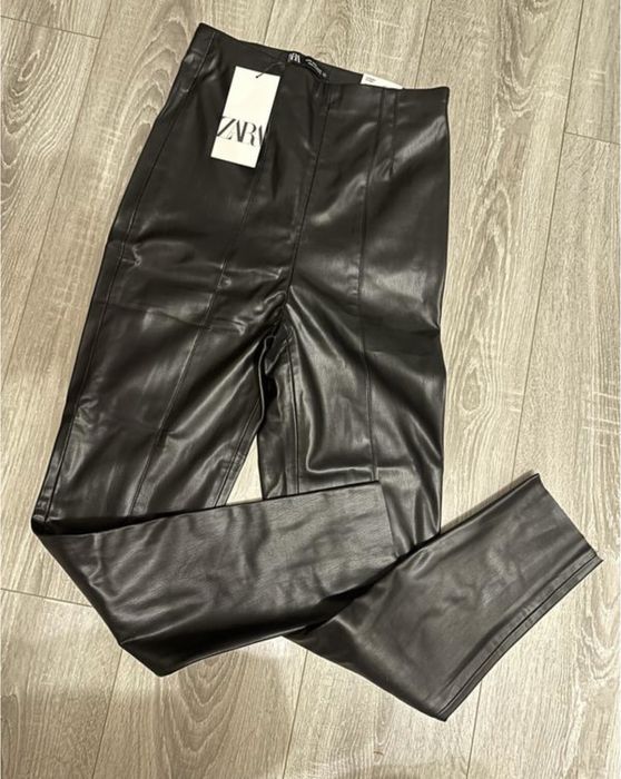 НОВІ! Лосіни, штани шкіряні (екошкіра), zara. Чорні та бежеві