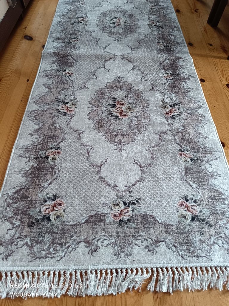 Dywan chodnik antypoślizgowy turecki 80x200 beżowy róże