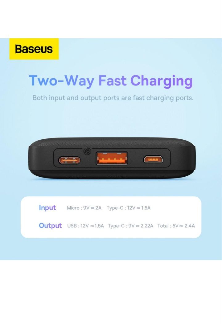 Повербанк Baseus 20000 Mah 20w PPAP20k. Быстрая зарядка