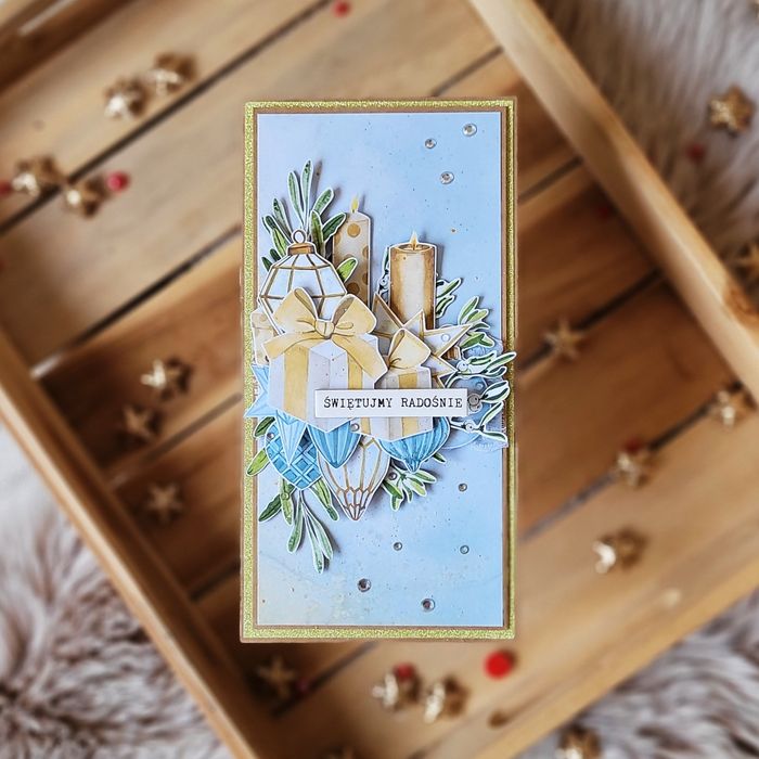 Kartka świąteczna bożonarodzeniowa scrapbooking ręcznie robiona