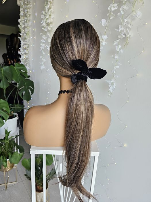 Długa peruka Premium hair Miranda brąz blond refleksy naturalny efekt