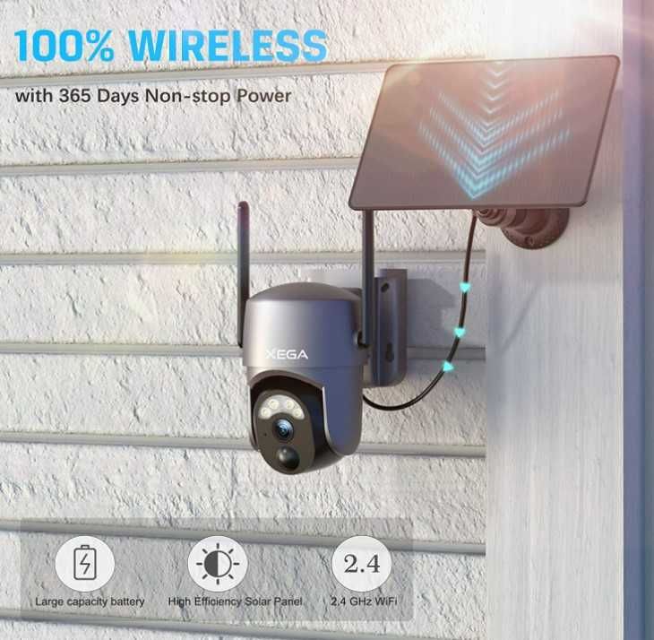 [NOVO] Câmara Vigilância Wi-Fi Rotativa 360º • 1080P • Painel Solar