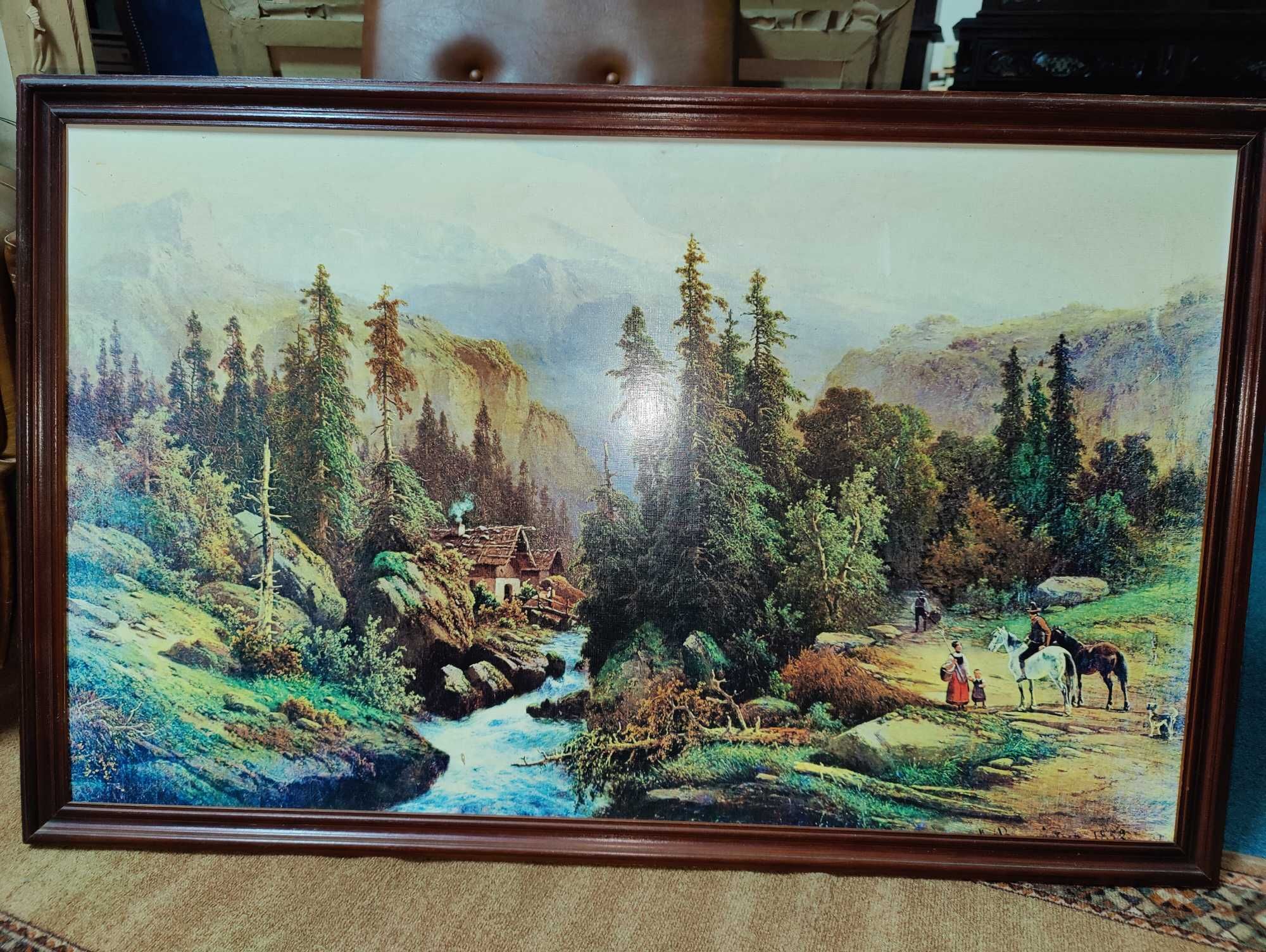 Quadro com moldura (paisagem com rio) 103x66