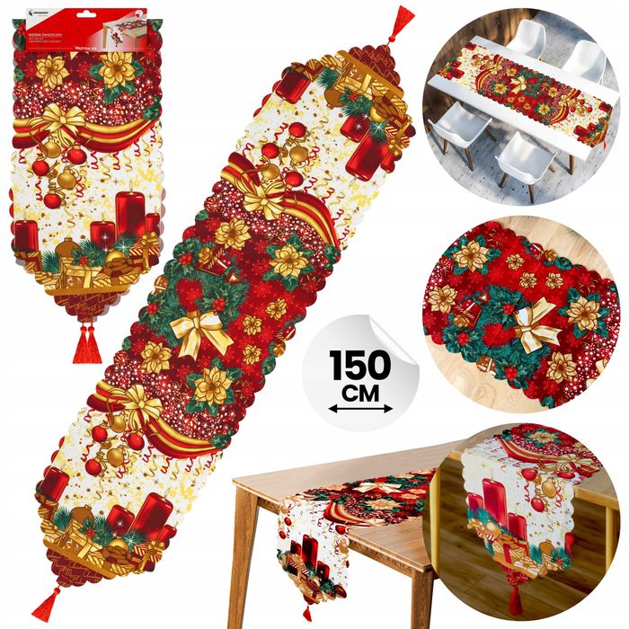 Bieznik świateczny dekoracyjny na stół ławę dekoracja 150x 34