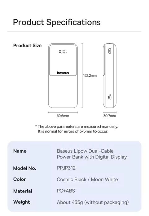 Baseus /Essager Power Bank 22,5W 20000mah