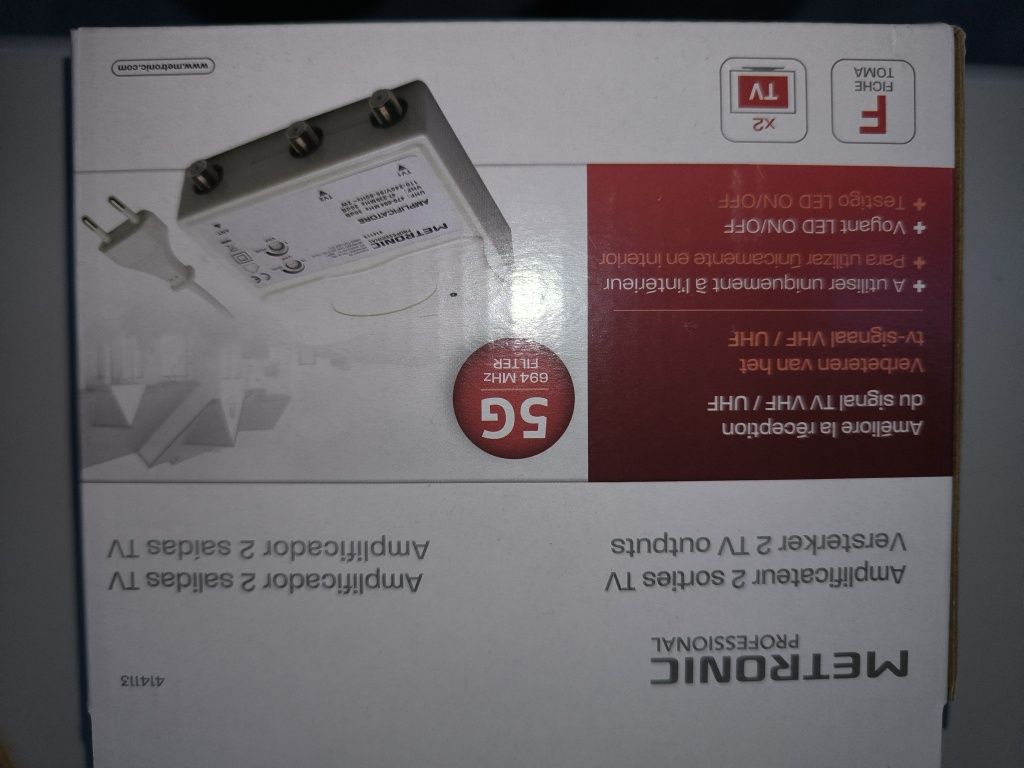 Amplificar UHF/VHF 30/20dB duplo