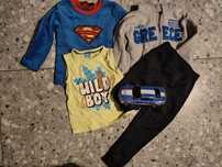 Zestaw 104-110 spodnie bluzka Spiderman bluza samochód
