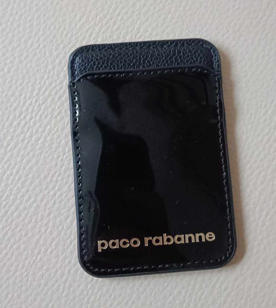 Etui na karty do telefonu smartfon Paco Rabanne czarny portfel saszetk