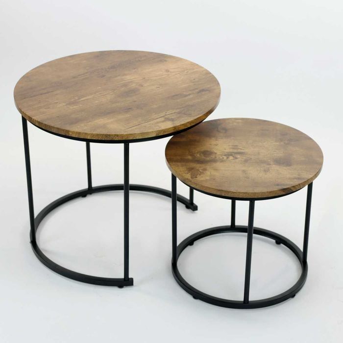 NOWY Stolik Kawowy Okrągły Ława Rozkładana Do Salonu Czarny Drewniany