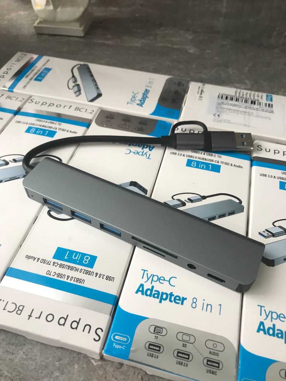 Hub 8 в 1 концентратор розгалужувач type c і usb