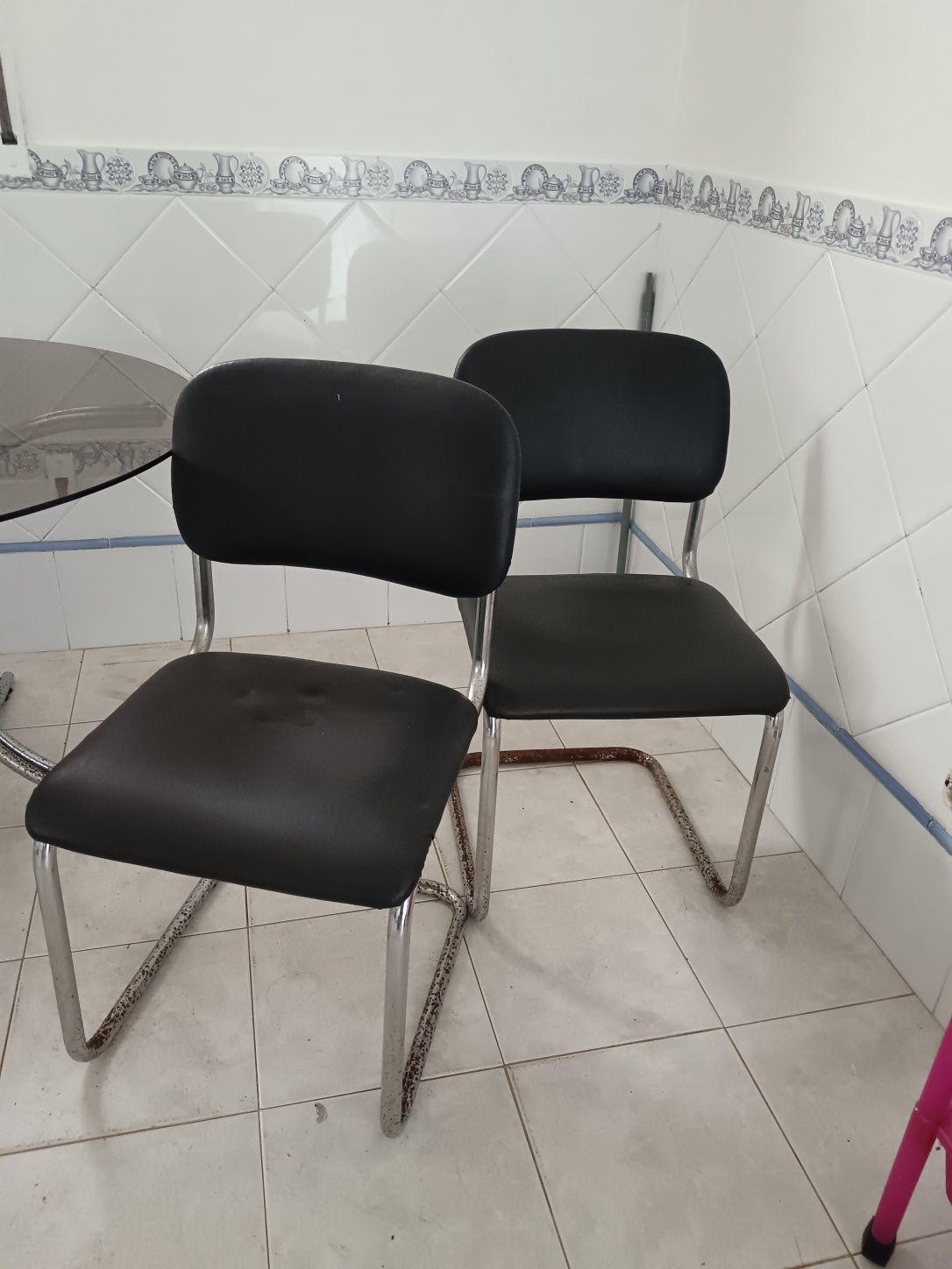 Conjunto mesa de vidro