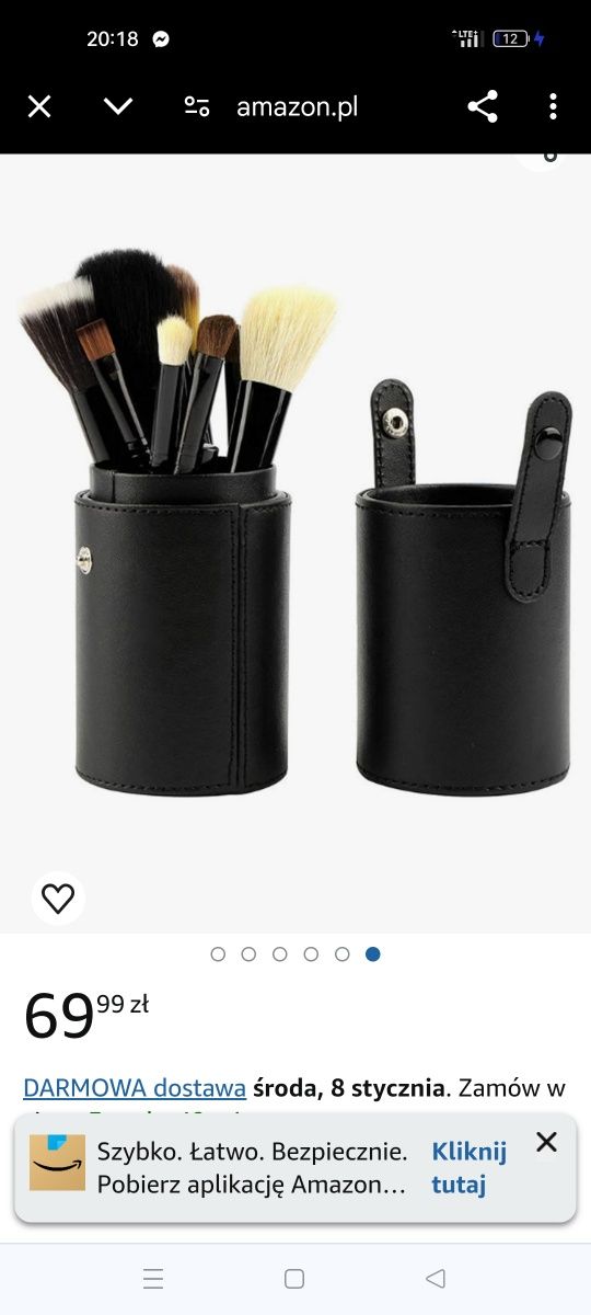 Zestaw pędzli do makijażu w tubie 12 sztuk