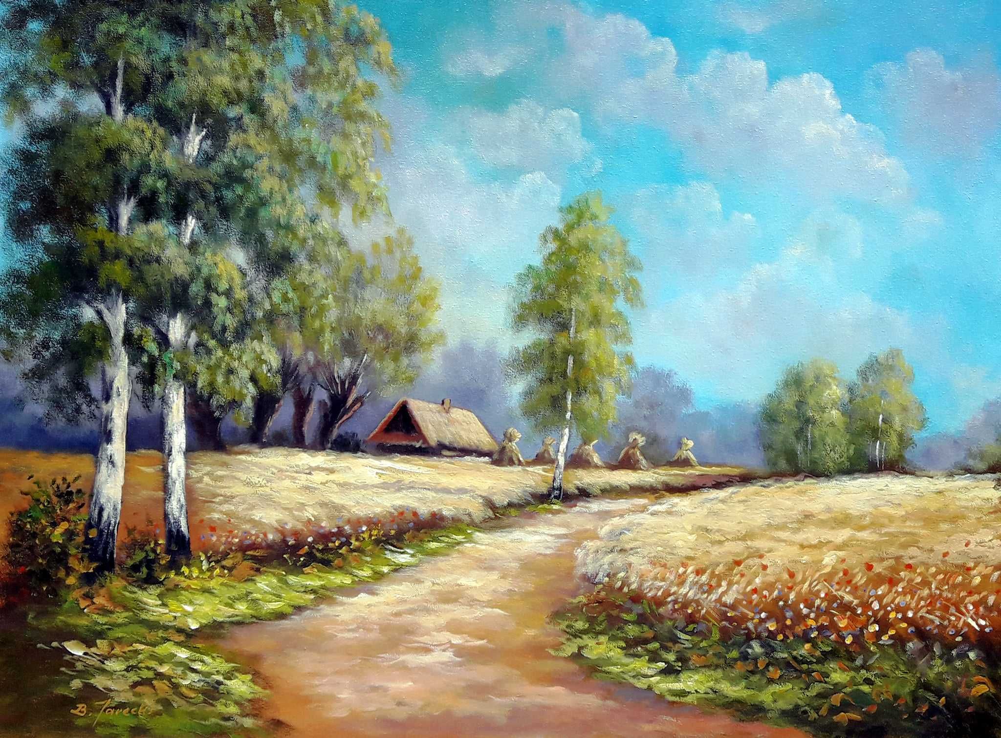 Obrazy olejne obraz na płótnie Wieś w malarstwie 70x50 cm