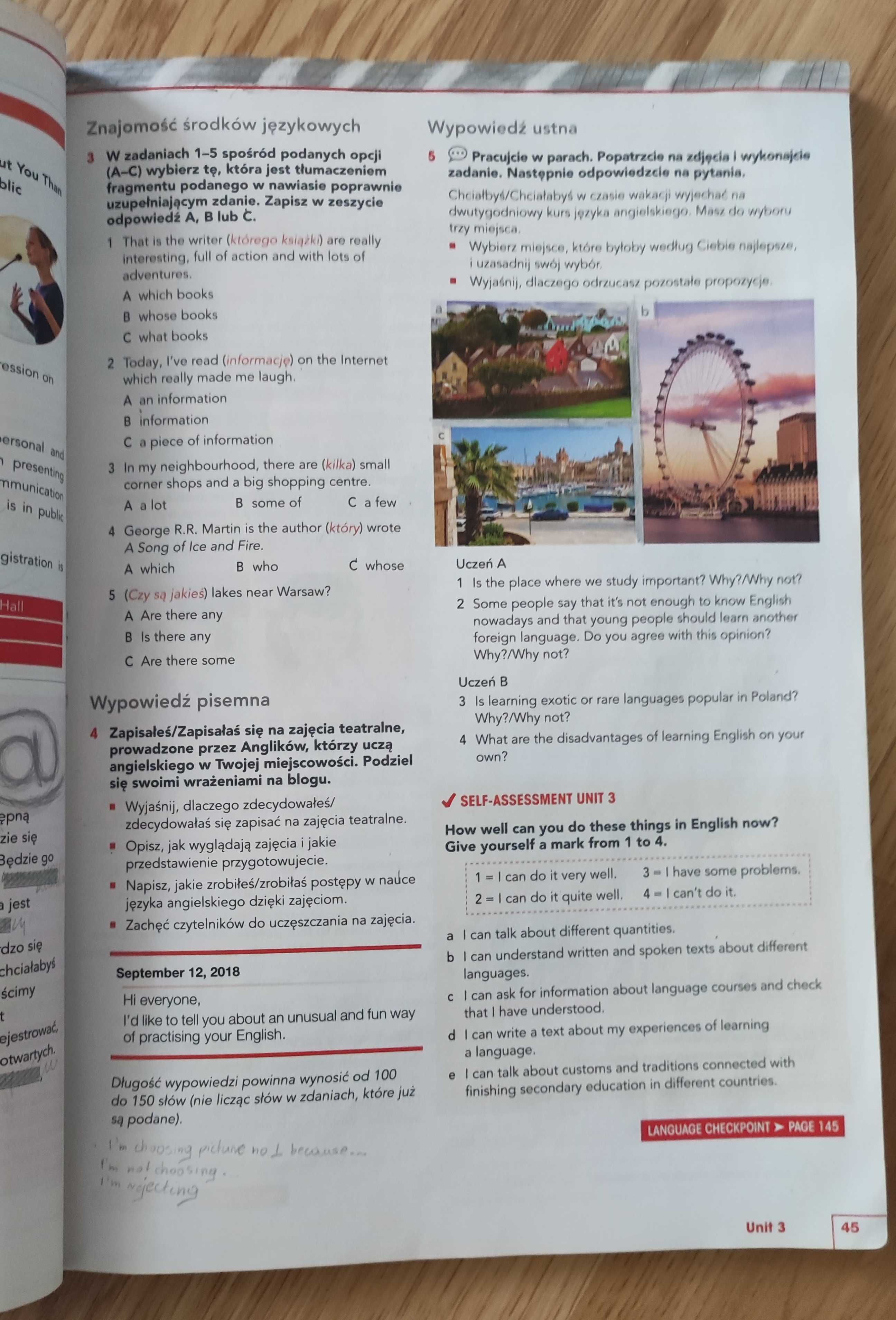 Checkpoint A2+/B1 do języka angielskiego +ćwiczenia