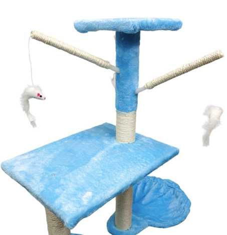 Drapak dla kota, 5-poziomowy 140cm niebieski - baby blue