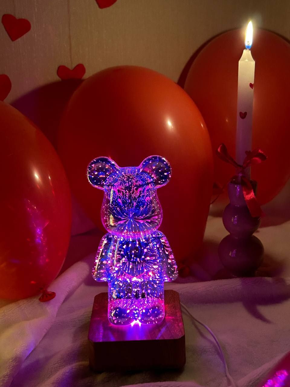 Нічник  светильник Мишка Ведмедик лампа 3D LED Bearbrick беарбрик