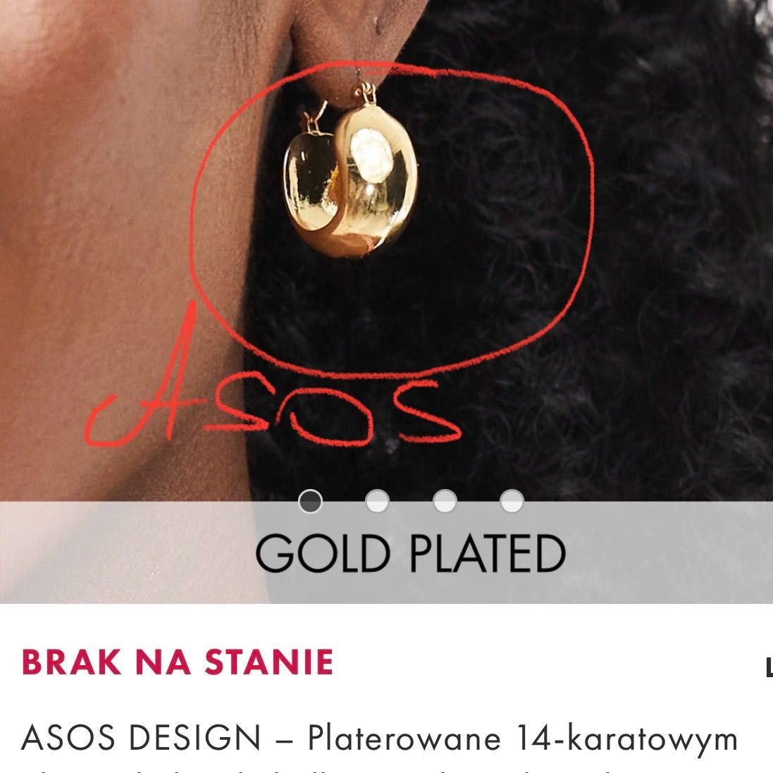 kolczyki asos szerokie kółka platerowane