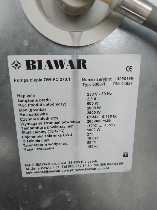 pompa ciepła Biawar OW-PC 270.1