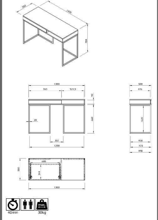 Mesa secretaria para escritorio ou sala, em muito bom estado
