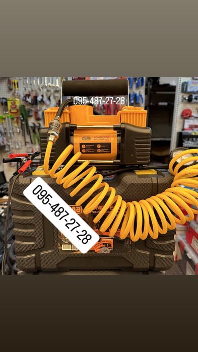 Автомобільний компресор СИЛА, 85 л/хв,10 Атм,двопоршневий, пластиковий