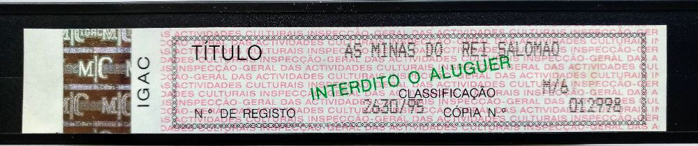 As minas de Rei Salomão (em VHS)