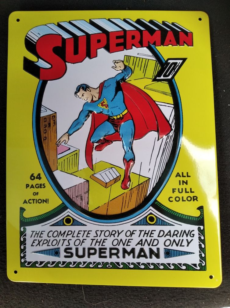 Blacha tloczona 26.5*20 cm Superman komiks reklama szykd DC