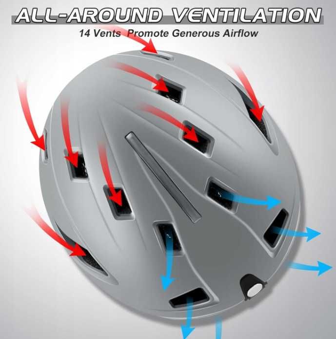 Kask Narciarski z Wizjerem Sportowy Szary ODOLAND 60-61cm Rozmiar L
