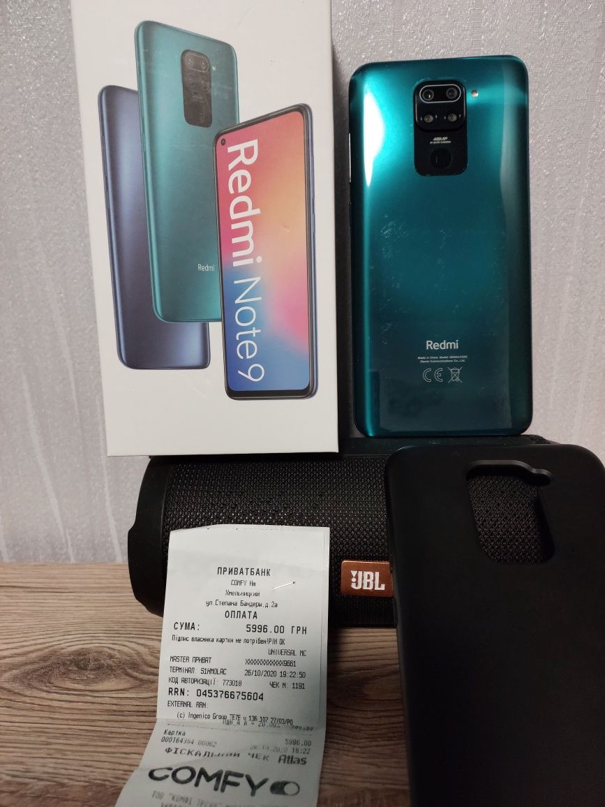 Xaomi redmi note 9 4/128 + наушники