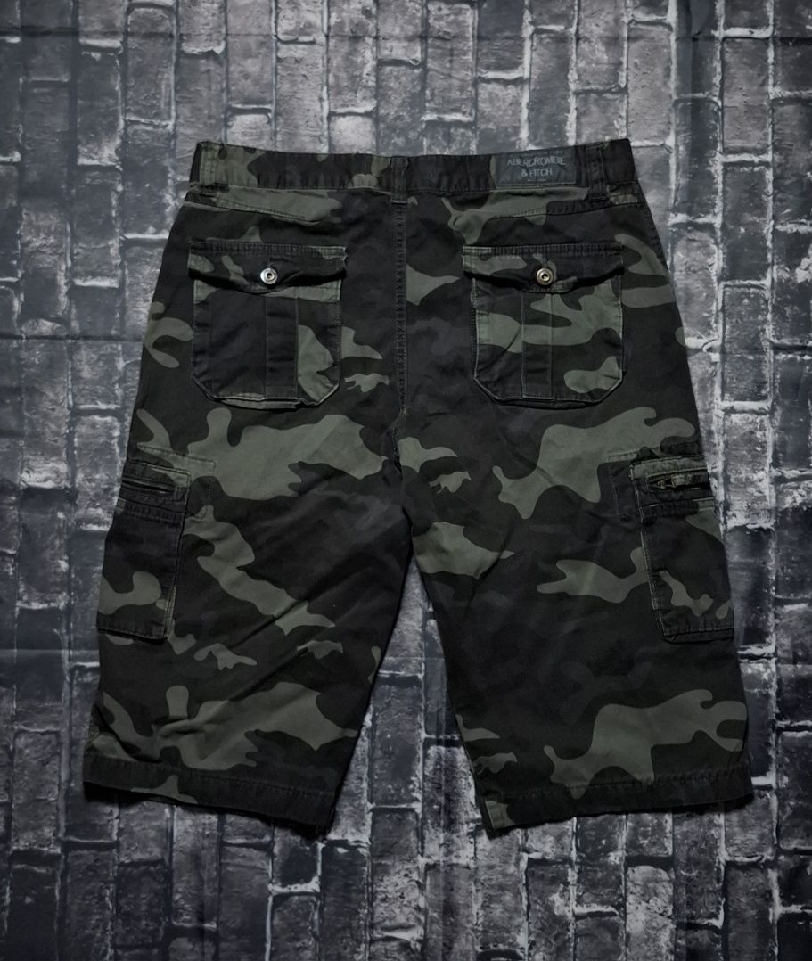 Abercrombie&Fitch spodenki męskie, szorty cargo bojówki militarne moro