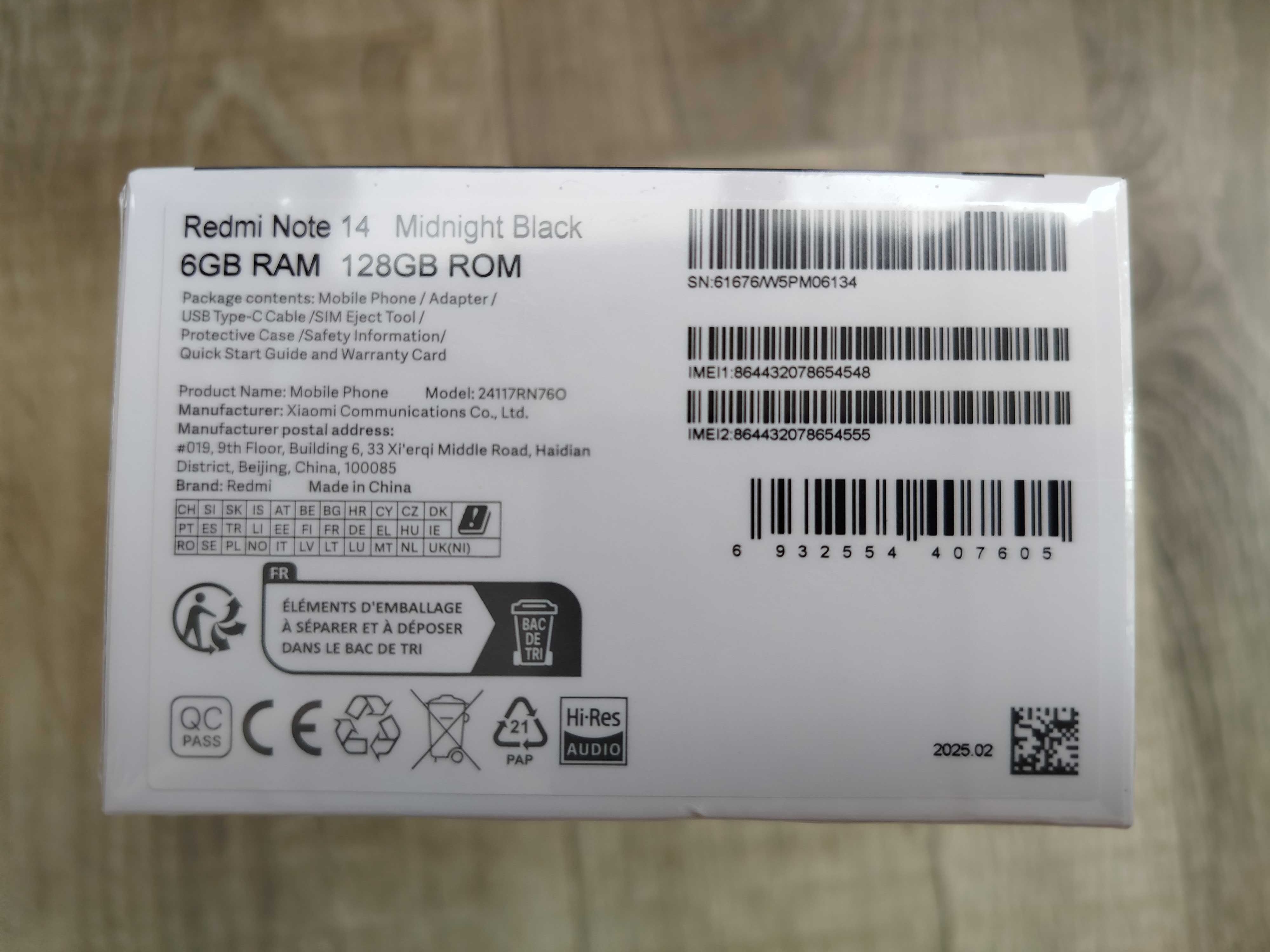 Redmi note 14, 6-128, новий запакований.  NFC